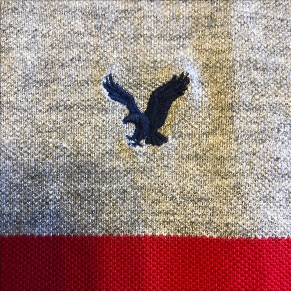 Mens gray and red American Eagle polo size M - Picture 3 of 7